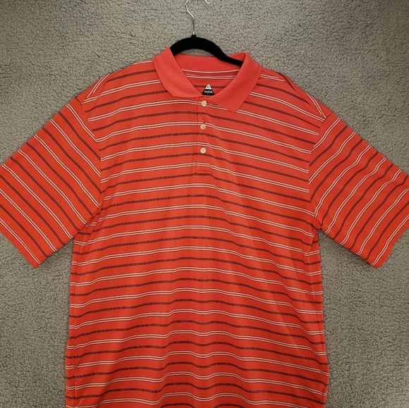 Bolle Golf Tech Pull Over Red, Blu & White Striped Polo Shirt Sz L. - Picture 2 of 10